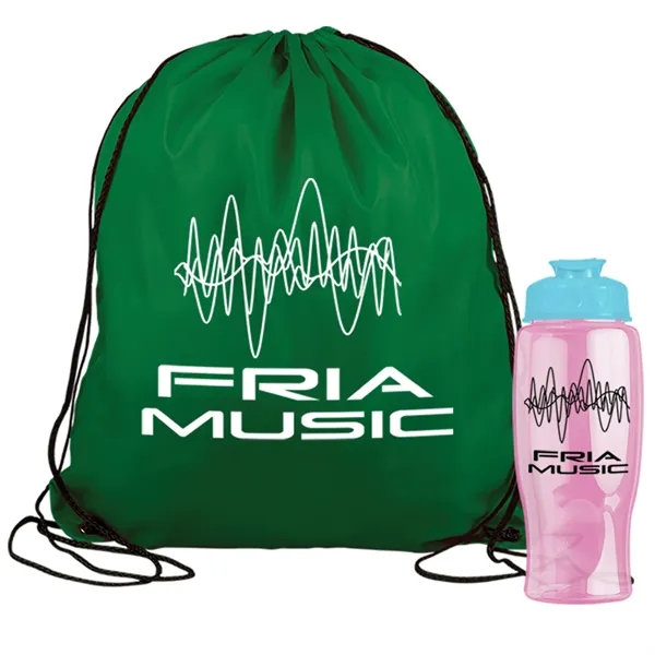 Drawstring backpack in a bottle combo kit.... from ASI 40480 Koozie Group