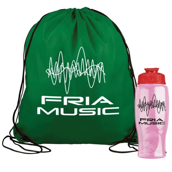 Drawstring backpack in a bottle combo kit.... from ASI 40480 Koozie Group