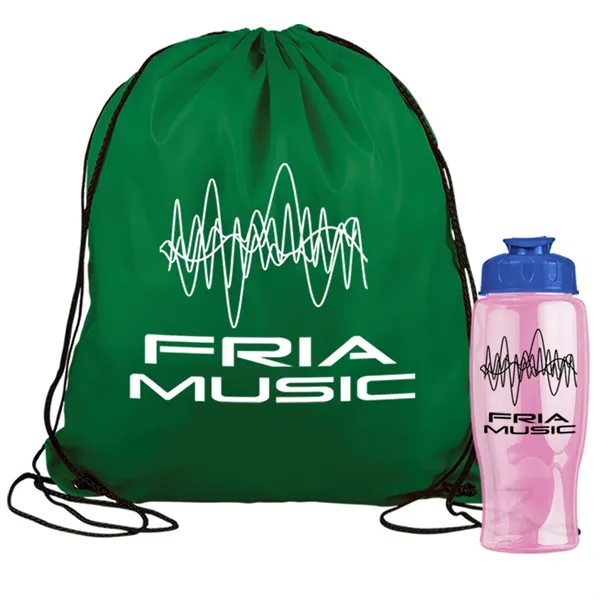 Drawstring backpack in a bottle combo kit.... from ASI 40480 Koozie Group