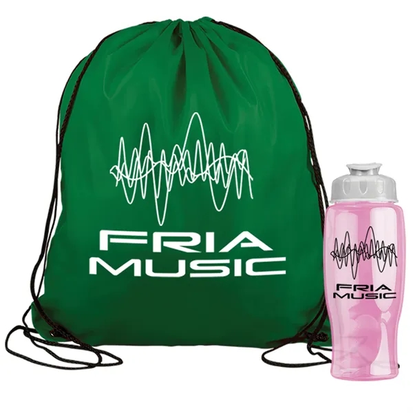 Drawstring backpack in a bottle combo kit.... from ASI 40480 Koozie Group