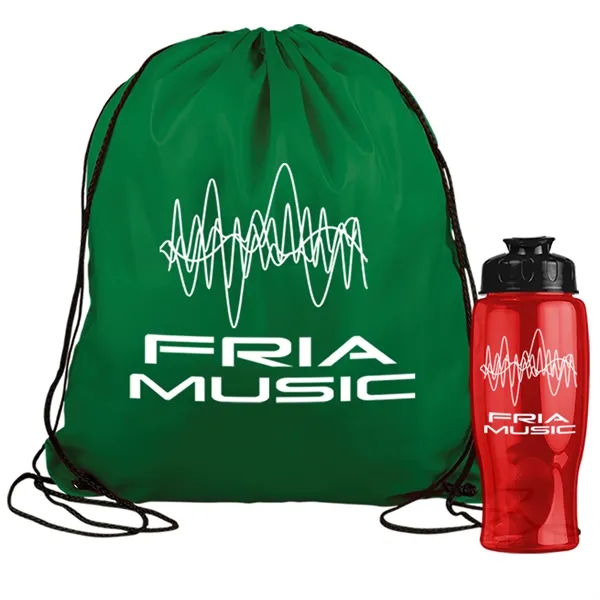 Drawstring backpack in a bottle combo kit.... from ASI 40480 Koozie Group