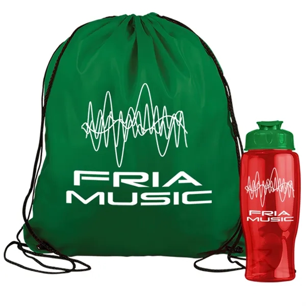 Drawstring backpack in a bottle combo kit.... from ASI 40480 Koozie Group
