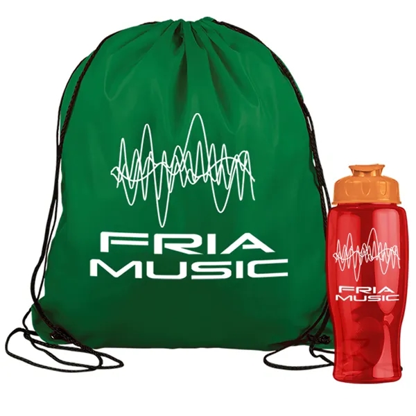 Drawstring backpack in a bottle combo kit.... from ASI 40480 Koozie Group