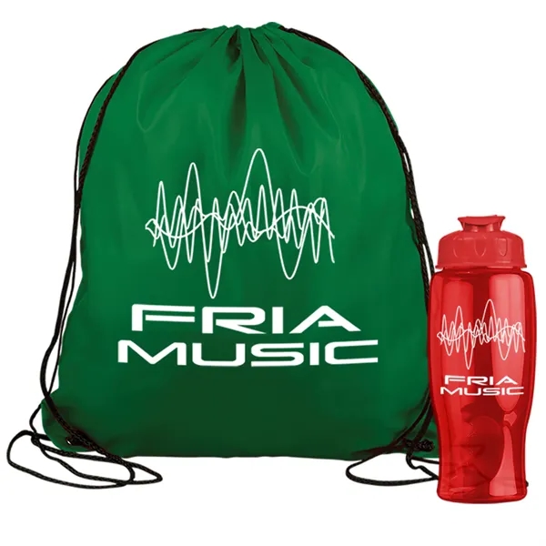 Drawstring backpack in a bottle combo kit.... from ASI 40480 Koozie Group