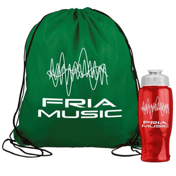 Drawstring backpack in a bottle combo kit.... from ASI 40480 Koozie Group