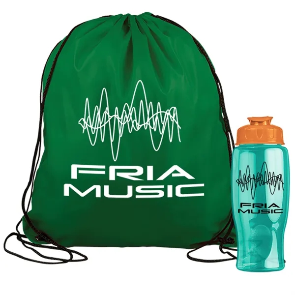 Drawstring backpack in a bottle combo kit.... from ASI 40480 Koozie Group