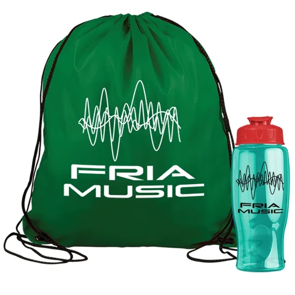 Drawstring backpack in a bottle combo kit.... from ASI 40480 Koozie Group