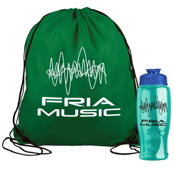 Drawstring backpack in a bottle combo kit.... from ASI 40480 Koozie Group