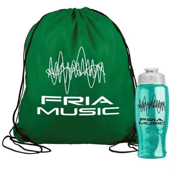 Drawstring backpack in a bottle combo kit.... from ASI 40480 Koozie Group