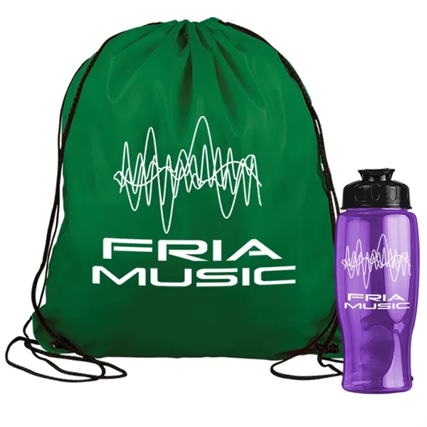 Drawstring backpack in a bottle combo kit.... from ASI 40480 Koozie Group