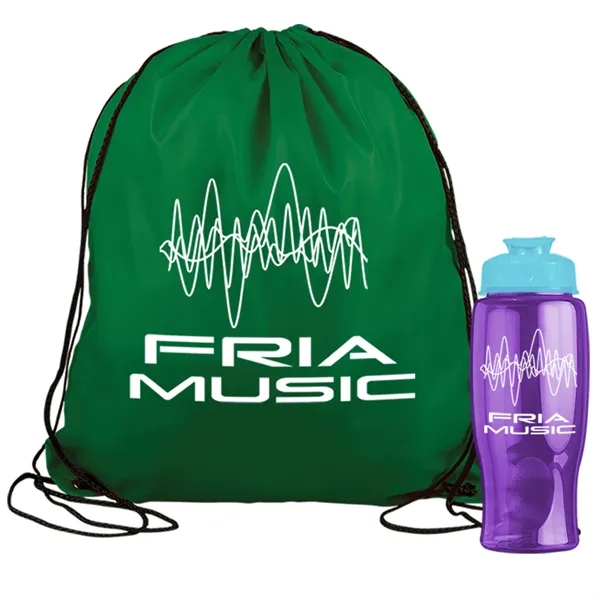 Drawstring backpack in a bottle combo kit.... from ASI 40480 Koozie Group