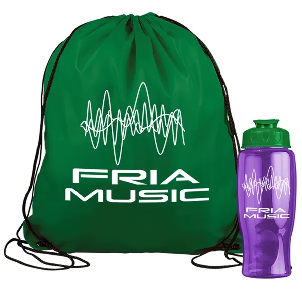 Drawstring backpack in a bottle combo kit.... from ASI 40480 Koozie Group