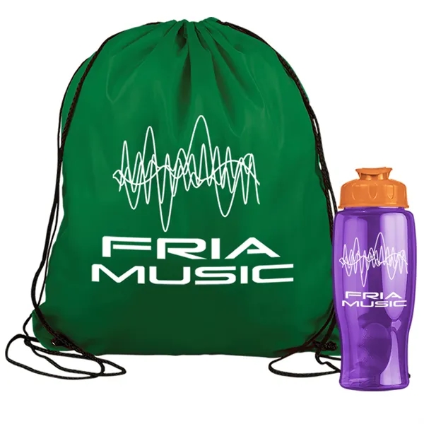 Drawstring backpack in a bottle combo kit.... from ASI 40480 Koozie Group