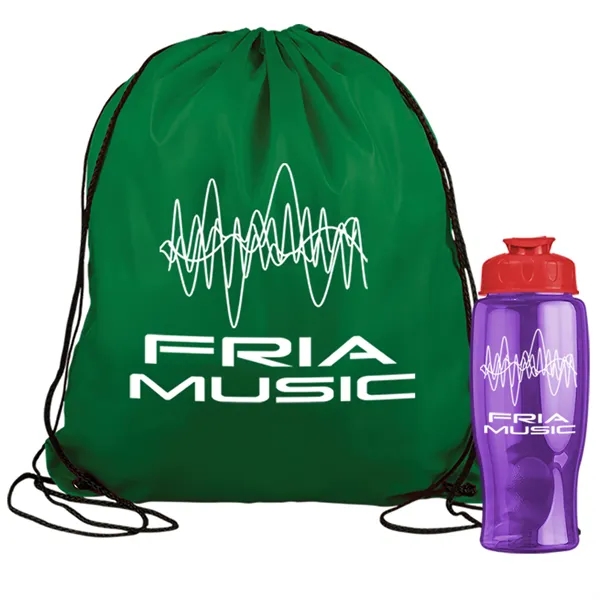 Drawstring backpack in a bottle combo kit.... from ASI 40480 Koozie Group