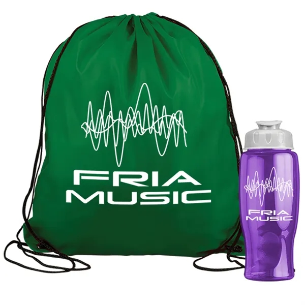 Drawstring backpack in a bottle combo kit.... from ASI 40480 Koozie Group