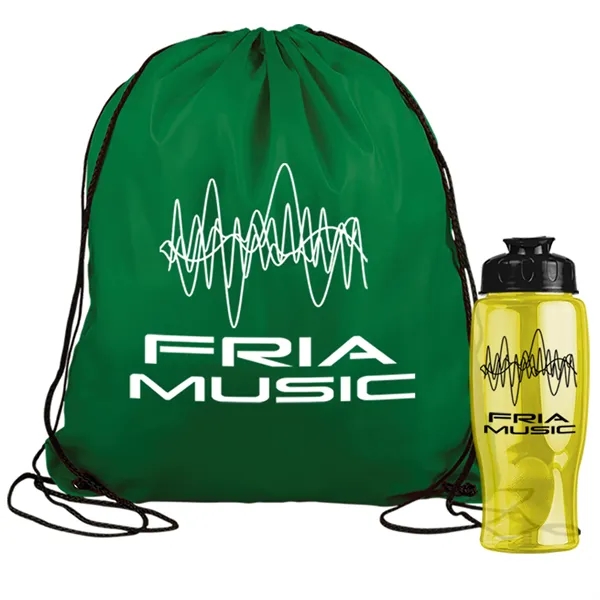 Drawstring backpack in a bottle combo kit.... from ASI 40480 Koozie Group