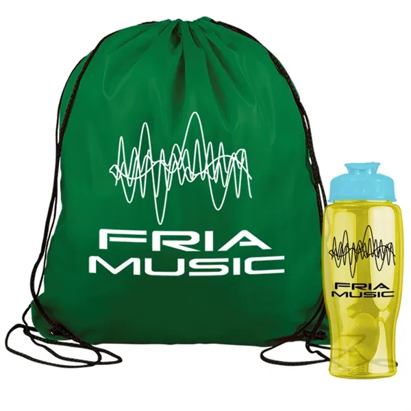 Drawstring backpack in a bottle combo kit.... from ASI 40480 Koozie Group