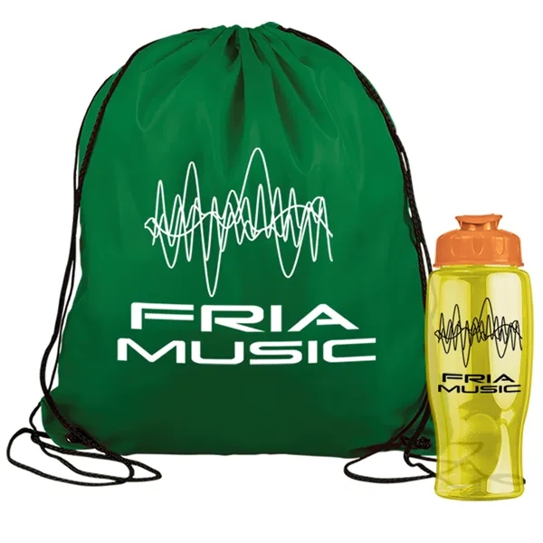 Drawstring backpack in a bottle combo kit.... from ASI 40480 Koozie Group