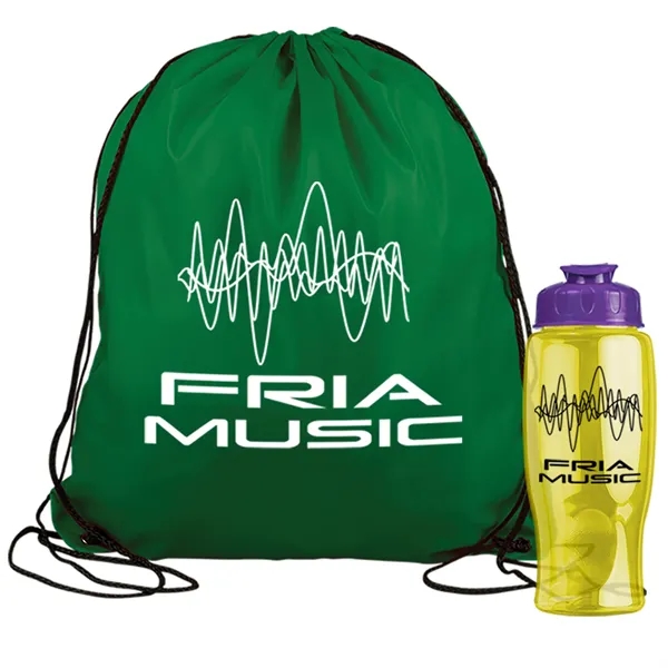 Drawstring backpack in a bottle combo kit.... from ASI 40480 Koozie Group