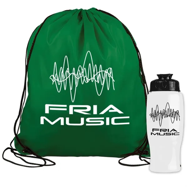 Drawstring backpack in a bottle combo kit.... from ASI 40480 Koozie Group