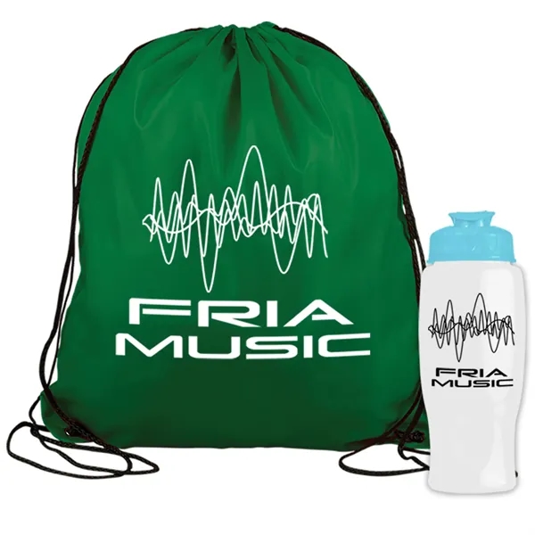 Drawstring backpack in a bottle combo kit.... from ASI 40480 Koozie Group