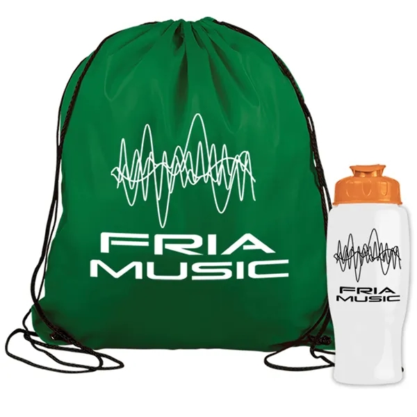 Drawstring backpack in a bottle combo kit.... from ASI 40480 Koozie Group