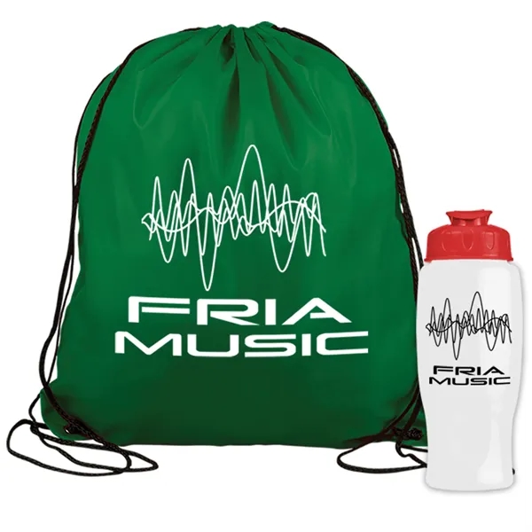 Drawstring backpack in a bottle combo kit.... from ASI 40480 Koozie Group
