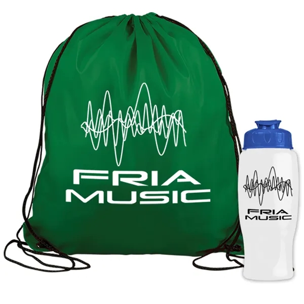 Drawstring backpack in a bottle combo kit.... from ASI 40480 Koozie Group