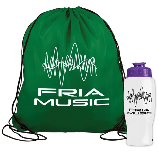 Drawstring backpack in a bottle combo kit.... from ASI 40480 Koozie Group