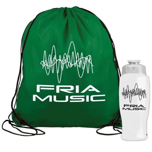 Drawstring backpack in a bottle combo kit.... from ASI 40480 Koozie Group