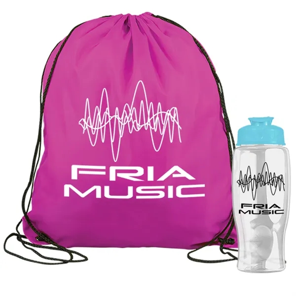 Drawstring backpack in a bottle combo kit.... from ASI 40480 Koozie Group