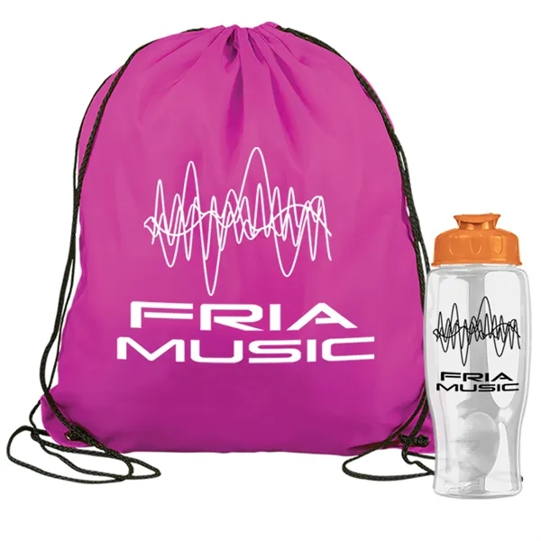 Drawstring backpack in a bottle combo kit.... from ASI 40480 Koozie Group