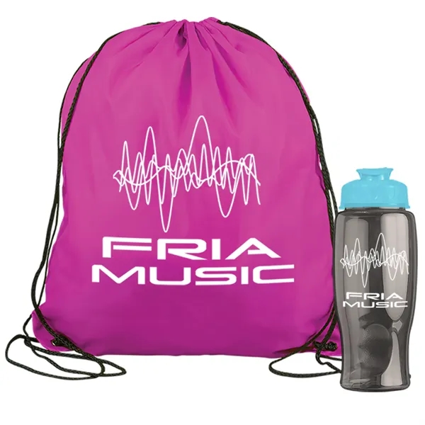Drawstring backpack in a bottle combo kit.... from ASI 40480 Koozie Group