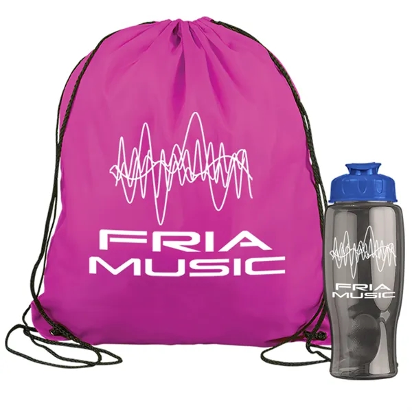 Drawstring backpack in a bottle combo kit.... from ASI 40480 Koozie Group
