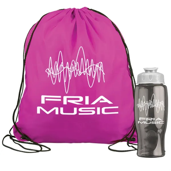 Drawstring backpack in a bottle combo kit.... from ASI 40480 Koozie Group