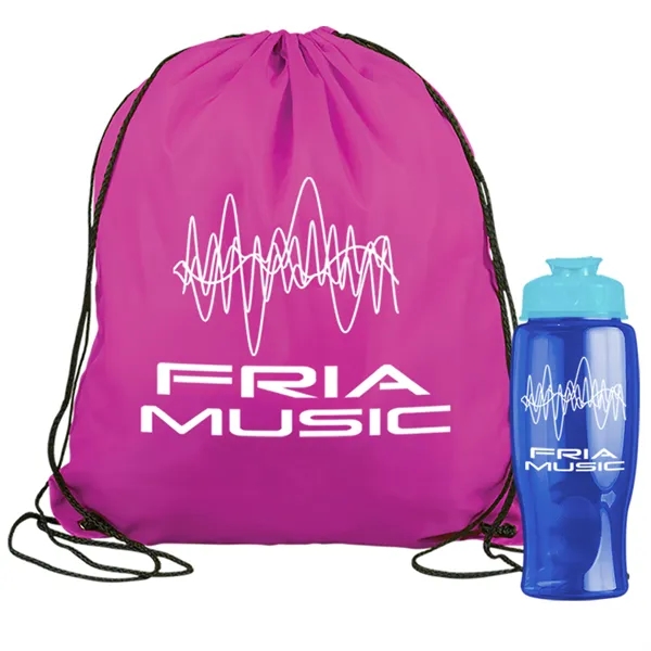 Drawstring backpack in a bottle combo kit.... from ASI 40480 Koozie Group