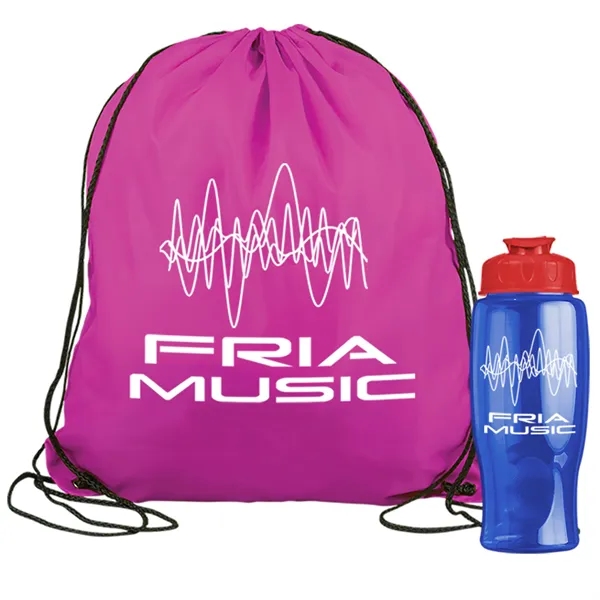 Drawstring backpack in a bottle combo kit.... from ASI 40480 Koozie Group