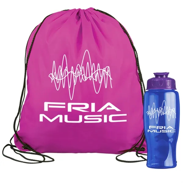 Drawstring backpack in a bottle combo kit.... from ASI 40480 Koozie Group