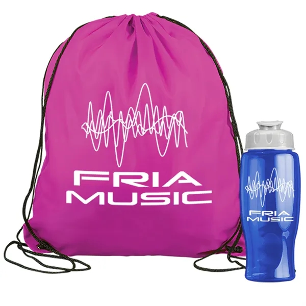 Drawstring backpack in a bottle combo kit.... from ASI 40480 Koozie Group