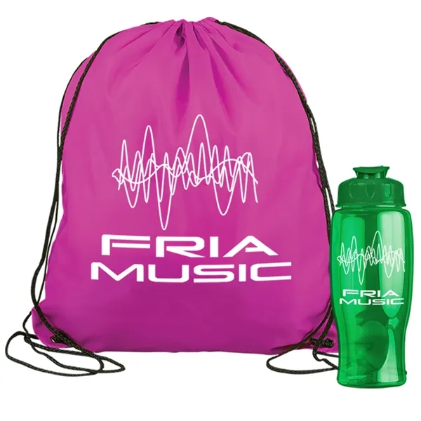 Drawstring backpack in a bottle combo kit.... from ASI 40480 Koozie Group
