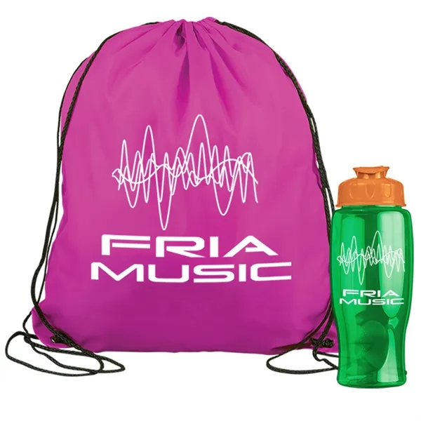 Drawstring backpack in a bottle combo kit.... from ASI 40480 Koozie Group