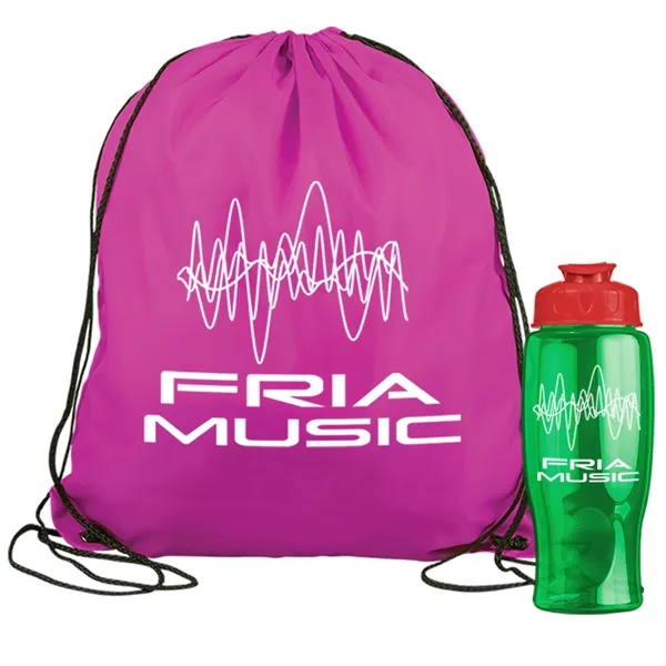 Drawstring backpack in a bottle combo kit.... from ASI 40480 Koozie Group