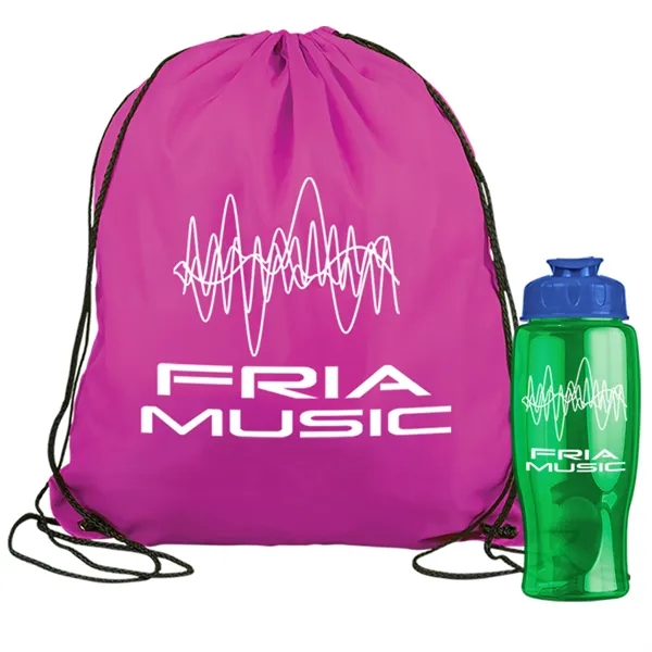 Drawstring backpack in a bottle combo kit.... from ASI 40480 Koozie Group
