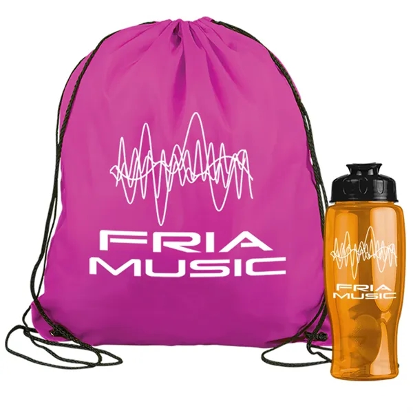 Drawstring backpack in a bottle combo kit.... from ASI 40480 Koozie Group