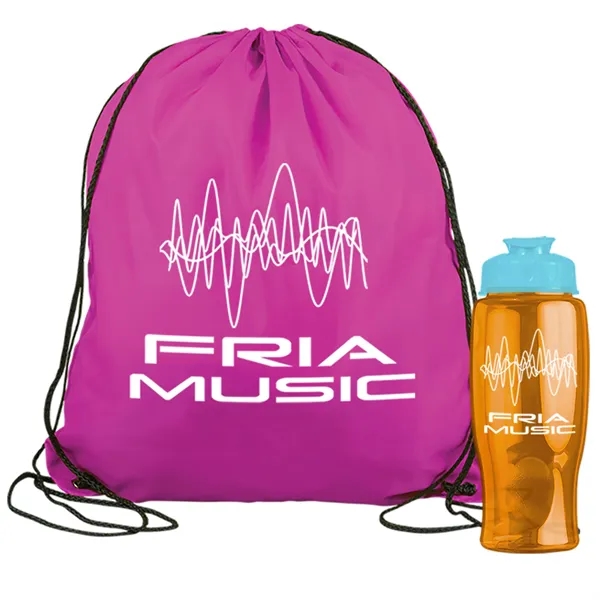 Drawstring backpack in a bottle combo kit.... from ASI 40480 Koozie Group