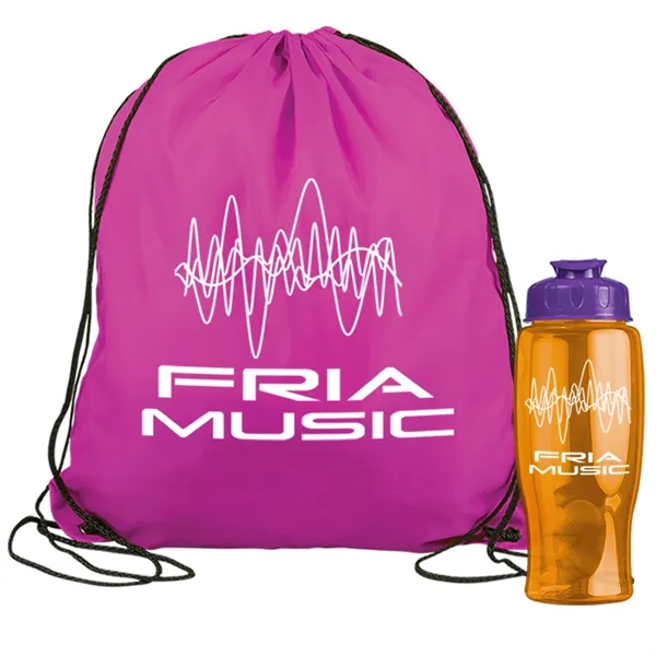 Drawstring backpack in a bottle combo kit.... from ASI 40480 Koozie Group