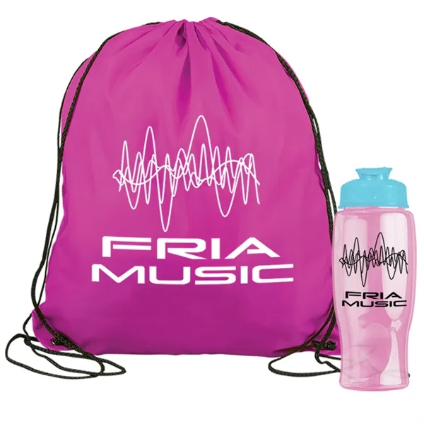 Drawstring backpack in a bottle combo kit.... from ASI 40480 Koozie Group