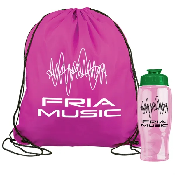Drawstring backpack in a bottle combo kit.... from ASI 40480 Koozie Group
