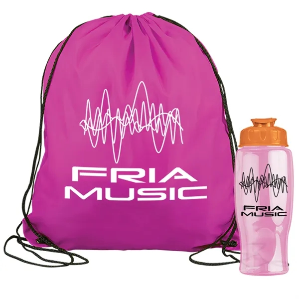 Drawstring backpack in a bottle combo kit.... from ASI 40480 Koozie Group