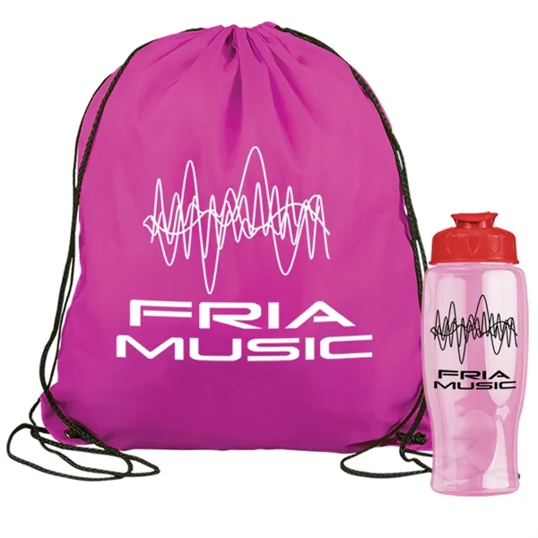Drawstring backpack in a bottle combo kit.... from ASI 40480 Koozie Group